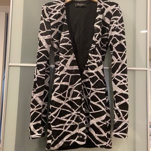 Black and White Sequins Blazer Dress